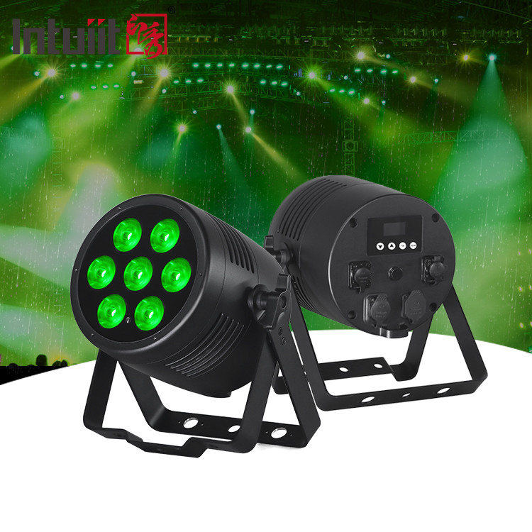 กันน้ําไร้สาย DMX นอก 7x20W RGBWA UV 6in1 IP65 LED Par Light Uplight นอก