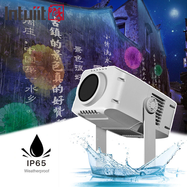 โปรเจคเตอร์กลางแจ้งกันน้ํา 100W ไฟ IP65 โปรเจคเตอร์ Gobo ด้วย LED Beam Effect DMX DMX512 ระบบควบคุม