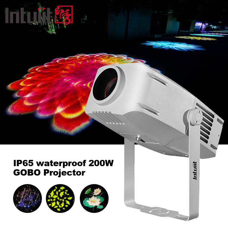 ภายนอก IP65 กันน้ํา Led 200W โกโบ อิฟเฟ็คต์ ไลท์ โลโก้สีสัน โปรเจคเตอร์ สวน LED ไฟ