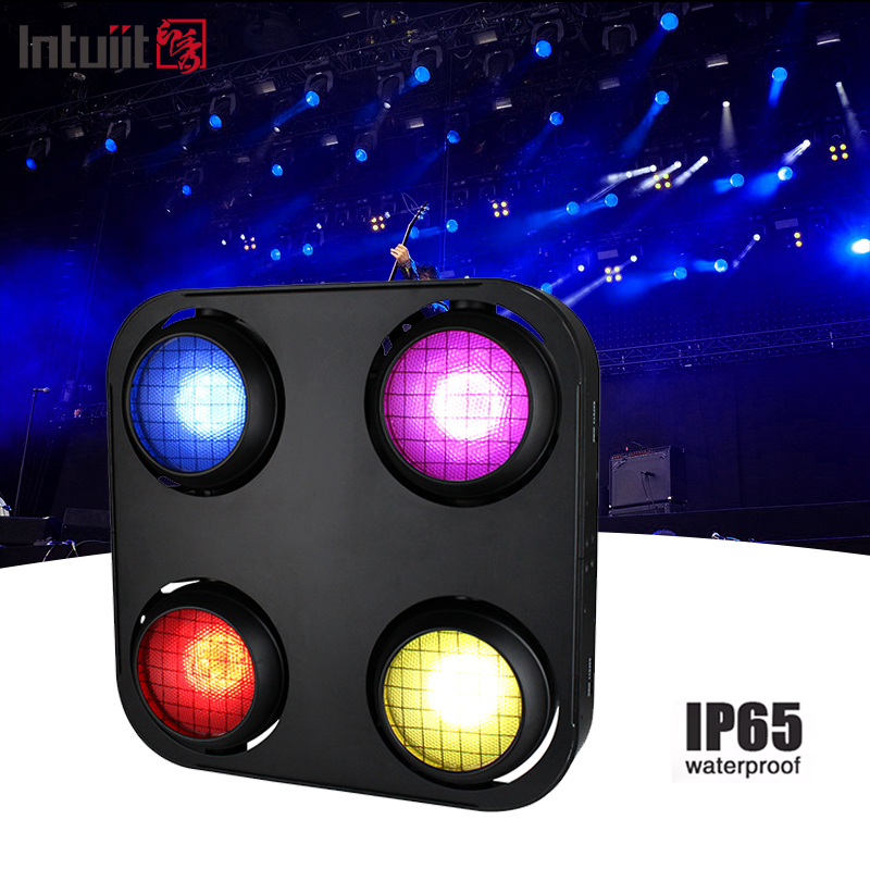 ไฟส่องหน้าเวที COB กันน้ำ IP65 2in1 สีเหลืองอำพันและวอร์มไวท์ 4x90W 4 ดวงไฟสำหรับผู้ชม Dmx512 LED COB Blinder Light