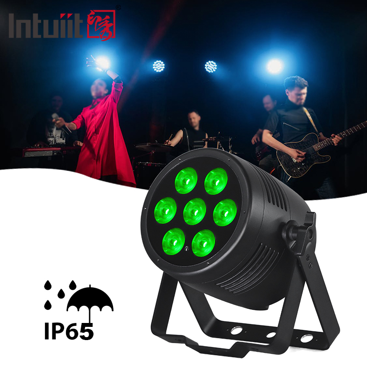 ไฟพาร์ LED กลางแจ้งภายนอกอาคาร 6-in-1 ขนาด 7*20W กันน้ำ IP65 RGBWA-UV ควบคุม DMX 512