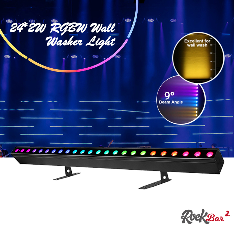 ไฟวอชไลท์ IP20 DMX512 โซลูชันเพลงอัจฉริยะขั้นสูง 24*2W ไฟ LED RGBW บาร์เชิงเส้น Wall Washer