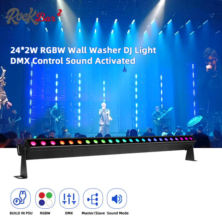 24*2W RGBW 4in1 Led Wallwasher bar โหมดเสียง Dj Wedding City Events สเตจ Led Wash Light