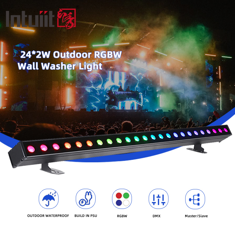 ไฟวอลล์วอชเชอร์ LED สำหรับอาคารภายนอก IP65 24*2w กันน้ำ RGBW Wall Washer Bar DJ Led Pixel bar ไฟเวที ไฟปาร์ตี้