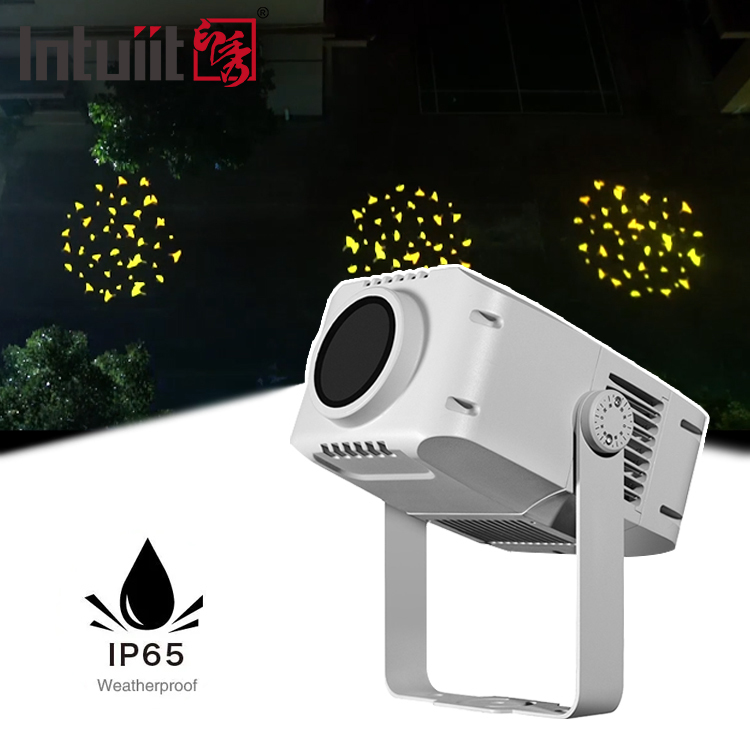 โปรเจคเตอร์โกโบแบบกำหนดเอง 100w IP65 ความสว่างสูง โฆษณา LED กลางแจ้ง ไฟโปรเจคเตอร์โลโก้โกโบสำหรับคริสต์มาส