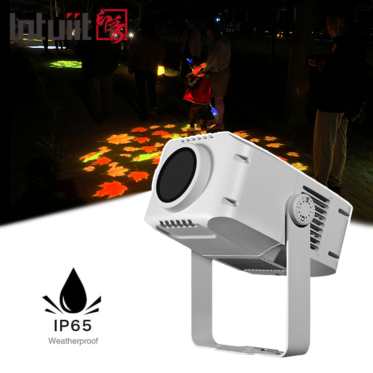 โปรเจคเตอร์โกโบกลางแจ้ง 100w โปรเจคเตอร์โฆษณา LED หมุนได้ กันน้ำ IP65 ไฟโปรเจคเตอร์โลโก้โกโบ