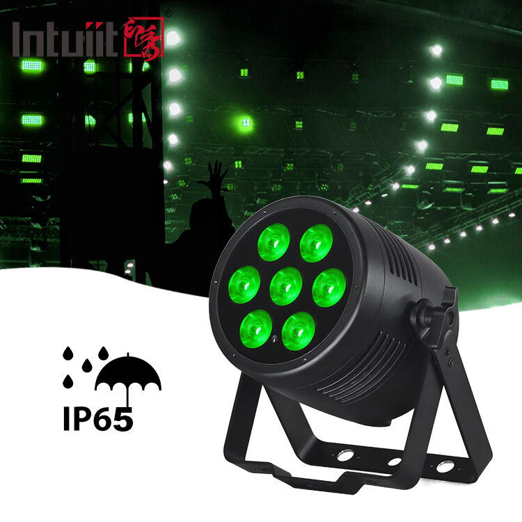 ไฟดิสโก้สำหรับดีเจบนเวทีระดับมืออาชีพ กันน้ำ IP65 ไฟพาร์ LED 7*20W RGBWA UV 6in1 พร้อมระบบควบคุม DMX512