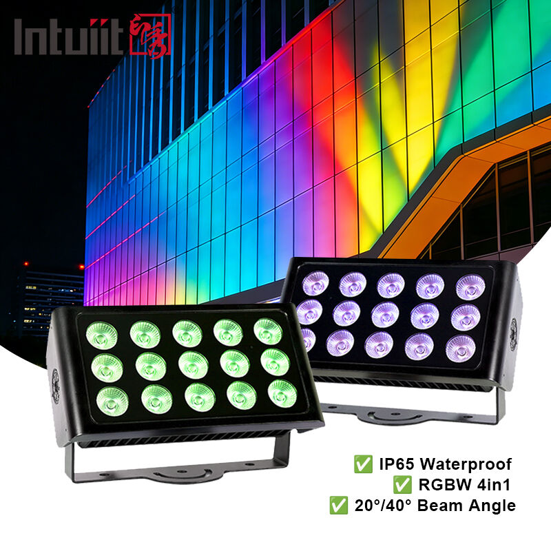 DMX512 RGBW Colorful Facade Lighting Outdoor Aluminum LED 15x5W Wall Washers Commercial Buildings Decorative Wall Flood Spot Light