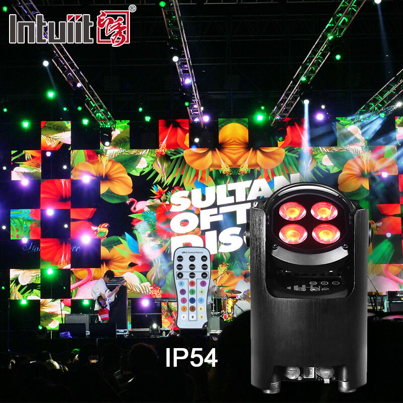 มืออาชีพ IP54 ไร้สายแบตเตอรี่ DMX ไฟ LED ที่ตราไว้หุ้น 4 * 12W RGBW 4-in-1 - การควบคุมระยะไกล Uplighting งานแต่งงาน