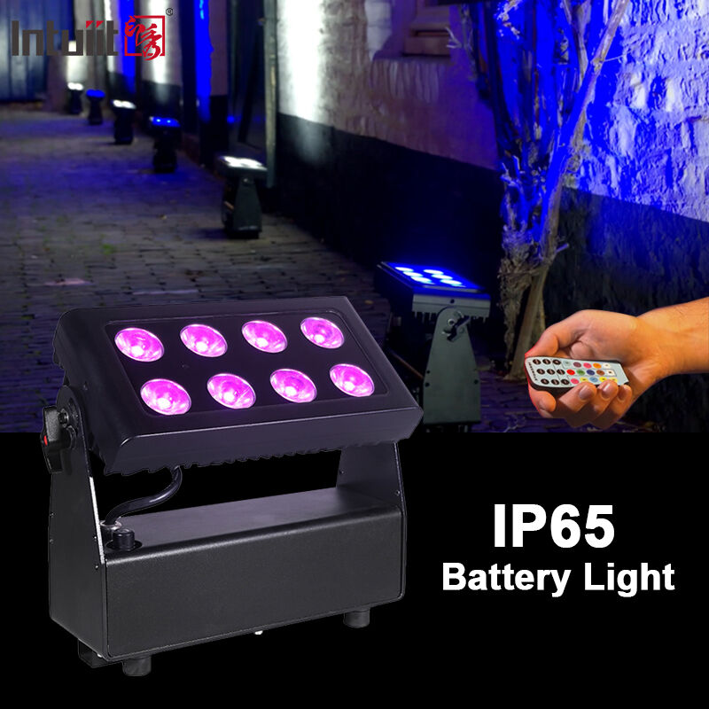 กลางแจ้ง IP65 กันน้ำ 8x15W RGBW 4 in 1 แบตเตอรี่ขับเคลื่อนไร้สาย DMX LED น้ำท่วมไฟเวทีล้างแสง