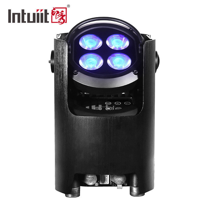 อลูมิเนียมไฟเวทีงานแต่งงาน 4 * 12W ไร้สาย Dmx แบตเตอรี่ Powered Led Par Uplights