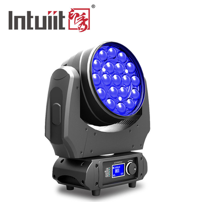 DMX512 ซูมไฟหน้าแบบเคลื่อนย้ายได้พร้อมมุมกว้าง 19 * 10W RGBW 4 In 1 Beam Wash Moving Head