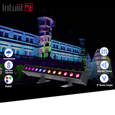 IP65 แบตเตอรี่พลังงาน Led Wall Washer 12pcsx2W Rgbw 4in1 Led bar Light สําหรับกลางแจ้ง