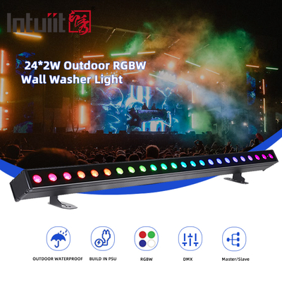 ไฟวอลล์วอชเชอร์ LED สำหรับอาคารภายนอก IP65 24*2w กันน้ำ RGBW Wall Washer Bar DJ Led Pixel bar ไฟเวที ไฟปาร์ตี้