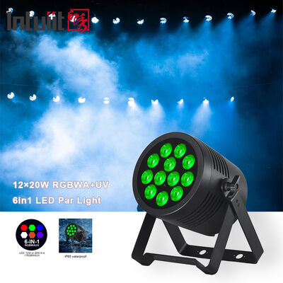 ไฟพาร์ LED 12*20W RGBWA UV แบบ Washer ควบคุมด้วย DMX512 สำหรับงานอีเวนต์, การแสดง, สวนสนุก, คอนเสิร์ต