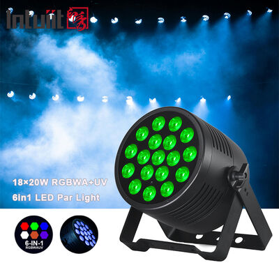 ไฟ LED ปลอดน้ําในภายนอก IP65 18x20W RGBWA UV 6in1 โปรเฟชั่นแนล สเตจ Wash Lighting DMX DJ Can สําหรับกิจกรรม สนามสเตเดี้ยม คลับ