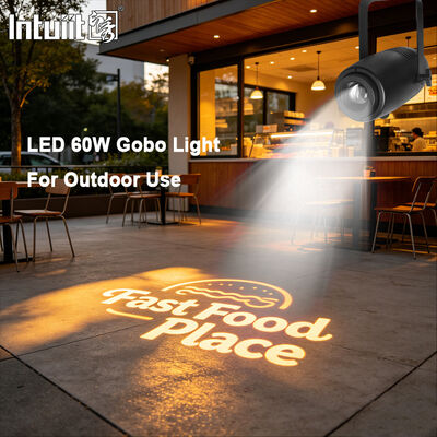 60W ความละเอียดสูง LED โลโก้ โปรเจคเตอร์ ไฟกลางแจ้ง IP65 กันน้ํา โปรเจคเตอร์ Gobo LED ไฟโฆษณา
