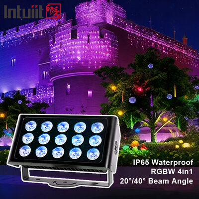 IP65 แบบมืออาชีพ กันน้ํา LED Flood Light 15x5W RGBW 4 in 1 Outdoor Landscape Spot Light แอลูมิเนียม แสงล้างสถาปัตยกรรม