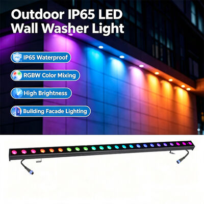 ไฟ LED Linear Wall Washer 2x24W RGBW 4-in-1 IP65 สำหรับภายนอกอาคาร — ไฟส่องสว่างกันน้ำ DMX512 สำหรับอาคาร, สะพาน และภูมิทัศน์