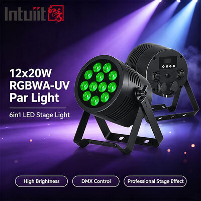 12*20W RGBWA+UV 6in1 LED Par Light IP65 ภายนอก กันน้ํา DMX512 สเตจอัพไลท์สําหรับงานแต่ง DJ พาร์ตี้
