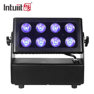 IP65 เครื่องซักผ้าฝาผนังกันน้ำกลางแจ้ง 8 * 15W 4 In 1 RGBW ไฟ LED ติดผนังแบตเตอรี่
